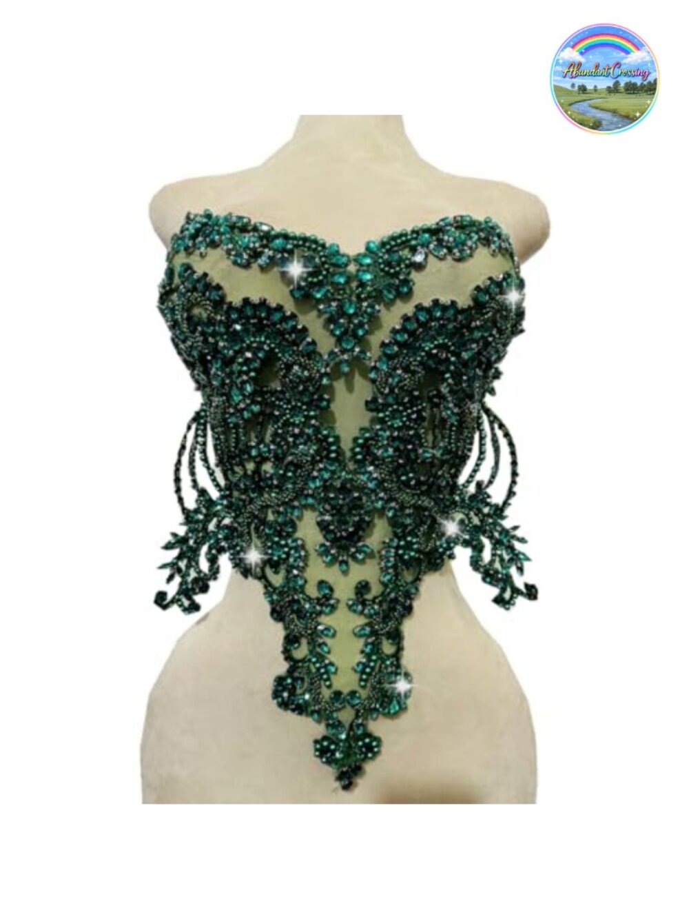 Rhinestone Beaded Lace Applique Sewing Trim Patch for Dress Clothes Heart